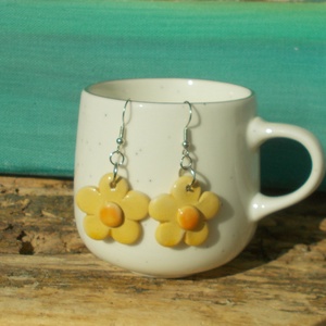 Virág fülbevaló, Ékszer, Fülbevaló, Lógó fülbevaló, Ékszerkészítés, Kerámia, MESKA