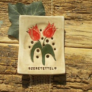 Tulipános  szappantartó, Otthon & Életmód, Fürdőszoba, Szappantartó, Kerámia, MESKA