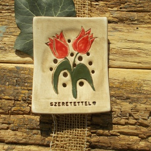 Tulipános  szappantartó - otthon & életmód - fürdőszoba - szappantartó - Meska.hu