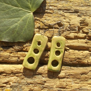 Antikolt zöld fülbevaló - ékszer - fülbevaló - lógó fülbevaló - Meska.hu