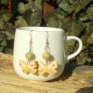 Pillangós fülbevaló, Ékszer, Fülbevaló, Lógó fülbevaló, Ékszerkészítés, Kerámia, MESKA