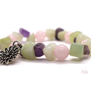 Tavirózsa - ásványkarkötő virág medállal - ékszer - karkötő - karkötő medállal - Meska.hu