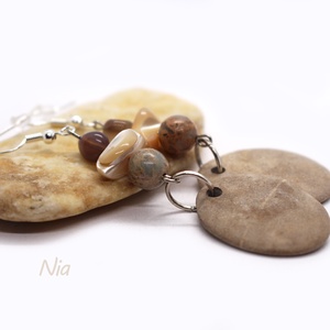Kairó - ásvány, kagyló és kavics fülbevaló - Meska.hu