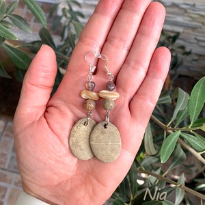 Kairó - ásvány, kagyló és kavics fülbevaló - ékszer - fülbevaló - lógó fülbevaló - Meska.hu