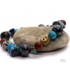 Ének az esőben - ásványkarkötő szmájli köztessel - Meska.hu