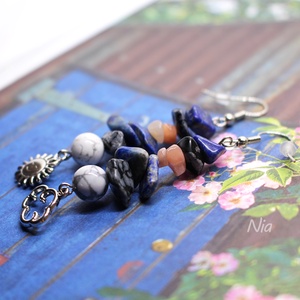 Borúra derű :) - ásványfülbevaló Nap és felhő medállal - ékszer - fülbevaló - lógó fülbevaló - Meska.hu