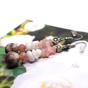 Cseresznyevirág - ásványfülbevaló - ékszer - fülbevaló - lógó fülbevaló - Meska.hu