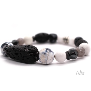 Viharfelhők - ásvány és lávakő karkötő - ékszer - karkötő - karkötő medállal - Meska.hu