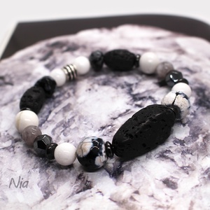 Viharfelhők - ásvány és lávakő karkötő - Meska.hu