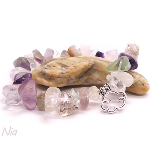 Szivárvány születik - ásványkarkötő felhő medállal - Meska.hu