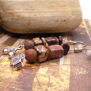 Az öreg tölgy árnyékában - ásványfülbevaló könyv és makk medállal - ékszer - fülbevaló - lógó fülbevaló - Meska.hu