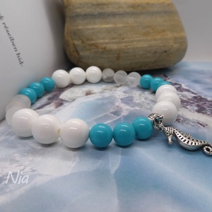 Santorini - karkötő csikóhal medállal - ékszer - karkötő - karkötő medállal - Meska.hu