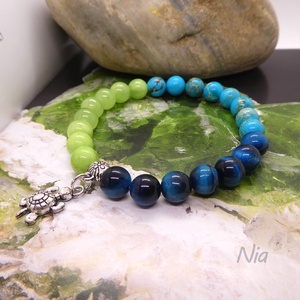 Ékszerteknős - ásványkarkötő teknős medállal - ékszer - karkötő - karkötő medállal - Meska.hu