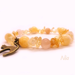 Napfürdő - ásványkarkötő cica medállal - ékszer - karkötő - karkötő medállal - Meska.hu