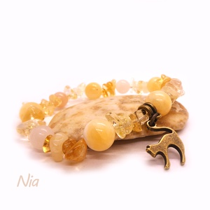 Napfürdő - ásványkarkötő cica medállal - Meska.hu