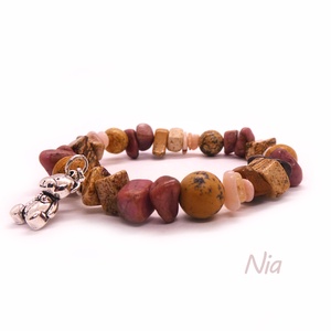 Mackómese - ásványkarkötő maci medállal - ékszer - karkötő - karkötő medállal - Meska.hu