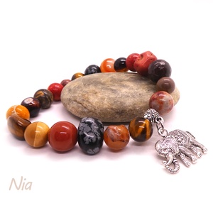 Óóó, Afrika! - ásványkarkötő elefánt medállal - Meska.hu