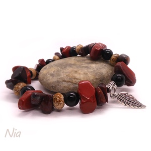 Borbolya - ásványkarkötő falevél medállal - Meska.hu