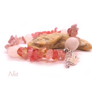 Tiszta szeretet - ásványkarkötő madár medállal - Meska.hu