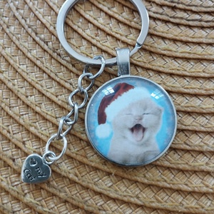 Karácsonyi kulcstartó cicával, Táska & Tok, Kulcstartó & Táskadísz, Kulcstartó, Ékszerkészítés, MESKA