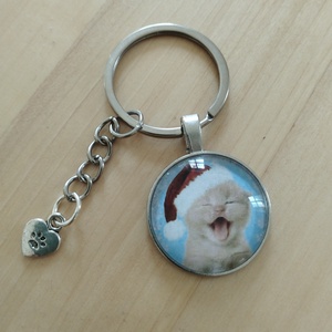 Karácsonyi kulcstartó cicával - táska & tok - kulcstartó & táskadísz - kulcstartó - Meska.hu