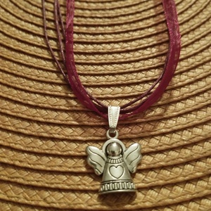 Organza nyaklánc angyal charmmal  - ékszer - nyaklánc - medálos nyaklánc - Meska.hu