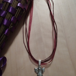 Organza nyaklánc angyal charmmal  - ékszer - nyaklánc - medálos nyaklánc - Meska.hu