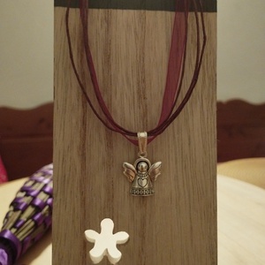 Organza nyaklánc angyal charmmal , Ékszer, Nyaklánc, Medálos nyaklánc, Ékszerkészítés, MESKA