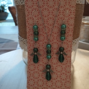 Karácsonyi angyal szett, nyaklánc fülbevalóval - ékszer - nyaklánc - medál - Meska.hu