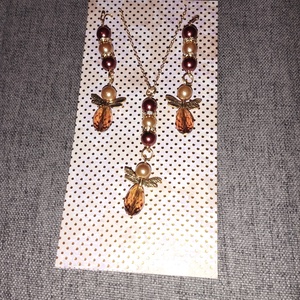 Karácsonyi angyal szett, nyaklánc fülbevalóval - ékszer - nyaklánc - medál - Meska.hu