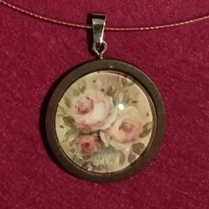 Vintage rózsa motívumú merev nyaklánc fülbevalóval  - ékszer - nyaklánc - medál - Meska.hu