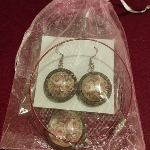 Vintage rózsa motívumú merev nyaklánc fülbevalóval  - ékszer - nyaklánc - medál - Meska.hu