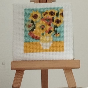 Keresztszemes napraforgók ( Van Gogh), Művészet, Textilkép, Keresztszemes, Hímzés, MESKA