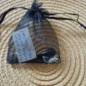 Fekete achát ásvány medál ezüst (925) nyaklánccal   - ékszer - nyaklánc - medál - Meska.hu