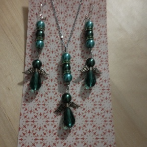 Karácsonyi angyal szett, nyaklánc fülbevalóval - ékszer - nyaklánc - medál - Meska.hu