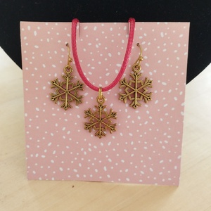 Nyaklánc fülbevaló szett arany színű hópehellyel , Ékszer, Fülbevaló, Fülékszer, Ékszerkészítés, MESKA