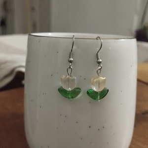 Tulipános fülbevaló orvosi acél fülivel, Ékszer, Fülbevaló, Lógó fülbevaló, Ékszerkészítés, MESKA