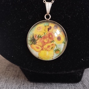 Üveg lencsés, orvosi acél nyaklánc Van Gogh motívummal , Ékszer, Nyaklánc, Medálos nyaklánc, Ékszerkészítés, MESKA