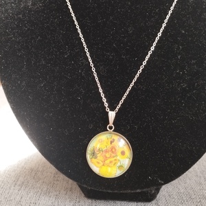 Üveg lencsés, orvosi acél nyaklánc Van Gogh motívummal  - ékszer - nyaklánc - medálos nyaklánc - Meska.hu