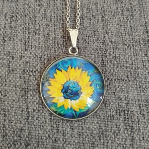 Üveg lencsés, orvosi acél nyaklánc Van Gogh motívummal , Ékszer, Nyaklánc, Medálos nyaklánc, Ékszerkészítés, MESKA