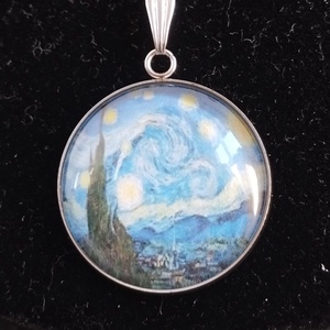 Üveg lencsés, orvosi acél nyaklánc Van Gogh motívummal , Ékszer, Nyaklánc, Medálos nyaklánc, Ékszerkészítés, MESKA