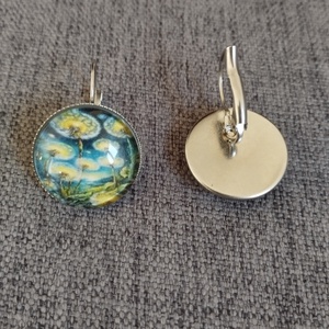 Van Gogh ihlette fülbevaló orvosi acél szerelékkel - ékszer - fülbevaló - lógós kerek fülbevaló - Meska.hu