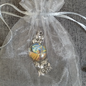 Üveg lencsés, orvosi acél karkötő   - ékszer - karkötő - karkötő medállal - Meska.hu