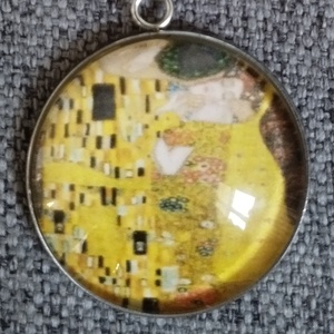 Klimt ihlette fülbevaló orvosi acél szerelékkel - ékszer - fülbevaló - lógós kerek fülbevaló - Meska.hu
