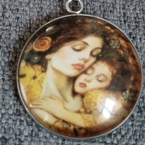 Klimt ihlette fülbevaló orvosi acél szerelékkel - ékszer - fülbevaló - lógós kerek fülbevaló - Meska.hu