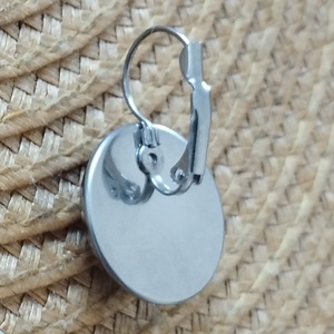 üveg lencsés fülbevaló levendula motívummal  - ékszer - ékszerszett - Meska.hu