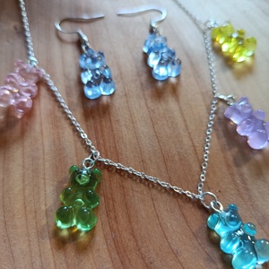 Gumimacis nyaklánc fülbevalóval  - ékszer - nyaklánc - medálos nyaklánc - Meska.hu