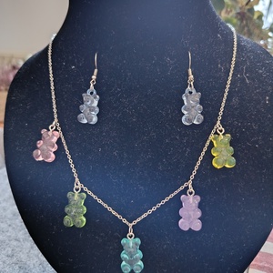 Gumimacis nyaklánc fülbevalóval  - ékszer - nyaklánc - medálos nyaklánc - Meska.hu