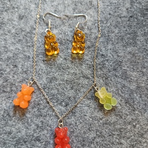 Gumimacis nyaklánc fülbevalóval  - ékszer - nyaklánc - medálos nyaklánc - Meska.hu