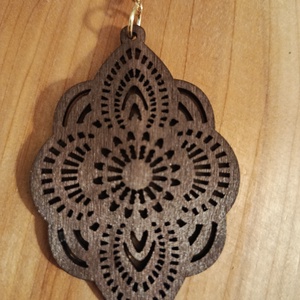 Sötétbarna fa fülbevaló  - ékszer - fülbevaló - lógó fülbevaló - Meska.hu